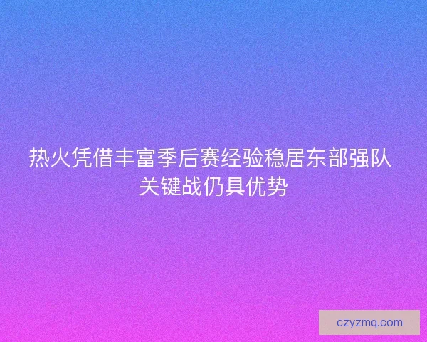 热火凭借丰富季后赛经验稳居东部强队 关键战仍具优势