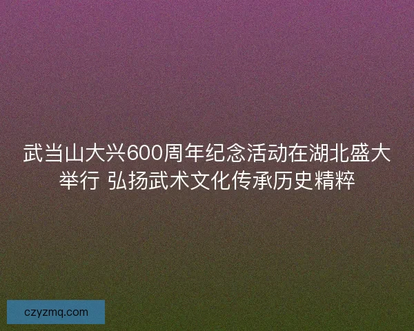武当山大兴600周年纪念活动在湖北盛大举行 弘扬武术文化传承历史精粹