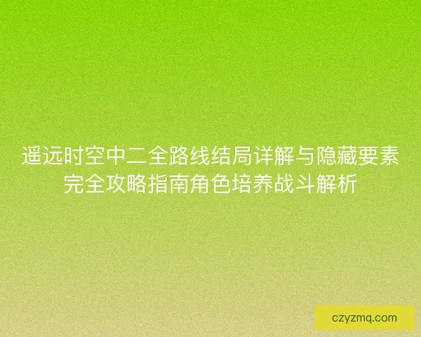 遥远时空中二全路线结局详解与隐藏要素完全攻略指南角色培养战斗解析
