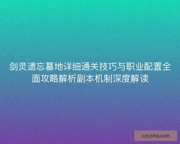 剑灵遗忘墓地详细通关技巧与职业配置全面攻略解析副本机制深度解读