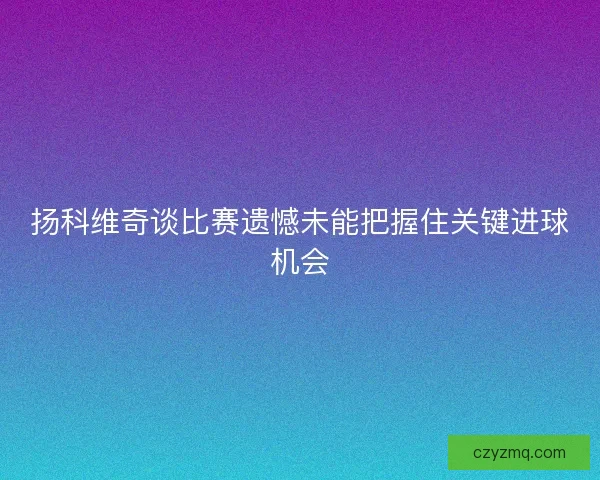 扬科维奇谈比赛遗憾未能把握住关键进球机会