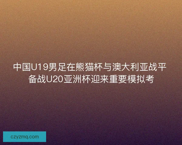 中国U19男足在熊猫杯与澳大利亚战平 备战U20亚洲杯迎来重要模拟考